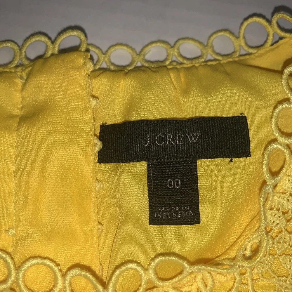 J‎ CREW Womens Size 00 Sleeveless Lined Lace Yellow Lace Crochet Tank Top Blouse - Picture 5 of 10